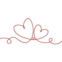 Serviettes 25x25 cm - Line Of Love Red 