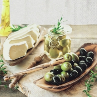餐巾25x25厘米 - Olives and cheese 