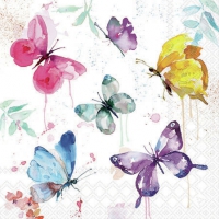 餐巾25x25厘米 - Butterfly Collection White 