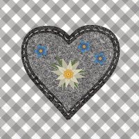 Servetten 25x25 cm - Edelweiss Heart Grey 