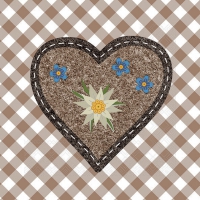 餐巾25x25厘米 - Edelweiss Heart Brown 