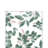 餐巾25x25厘米 - Leaves and berries white 