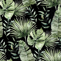 餐巾25x25厘米 - Jungle leaves black 