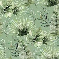 餐巾25x25厘米 - Jungle leaves green 