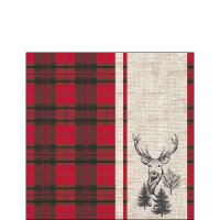 Serwetki 25x25 cm - Deer plaid red