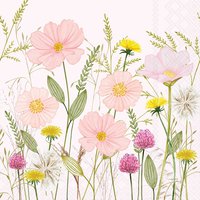 Napkins 25x25 cm - Pastel flowers pink