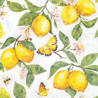 Napkins 25x25 cm - Fresh lemons white