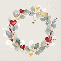 Napkins 25x25 cm - Eucalyptus wreath green