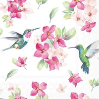 Napkins 25x25 cm - Diligent hummingbirds white