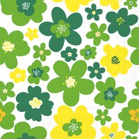 Servietten 25x25 cm - Flower power green