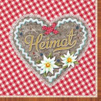 Napkins 33x33 cm - Heimat Herz rot