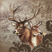 Servietten 33x33 cm - Deer Couple Brown 