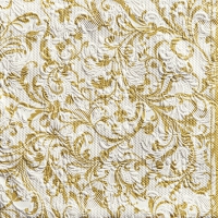 Servilletas 33x33 cm - Elegance Damask white/gold 