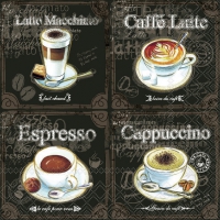 Serviettes 33x33 cm - Types Of Coffee 