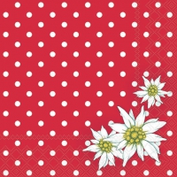 Serviettes 33x33 cm - Edelweiss dots red 