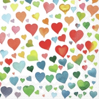 Napkins 33x33 cm - Colourful Hearts Mix 