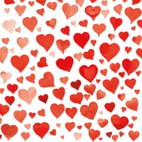 Servilletas 33x33 cm - Colourful Hearts Red 