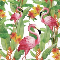 Servietten 33x33 cm - Flamingos White 