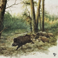 Serviettes 33x33 cm - Wild Boars In The Woods 