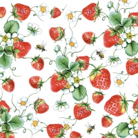 Serviettes 33x33 cm - Strawberries All Over White 