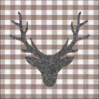 Serviettes 33x33 cm - Stag Head Brown 