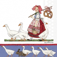 Serviettes 33x33 cm - Girl With Geese 