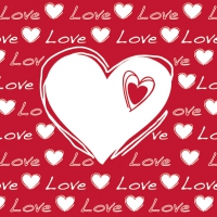 Serviettes 33x33 cm - Love Heart red 