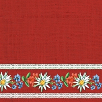 餐巾33x33厘米 - Bavarian Flowers Red 