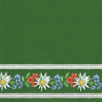 Napkins 33x33 cm - Bavarian Flowers Green 