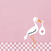 Serviettes 33x33 cm - Love Stork pink 