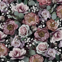 Napkins 33x33 cm - Vintage Flowers Black 