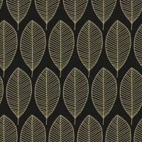 Serviettes 33x33 cm - Oval Leaves Black/Gold 