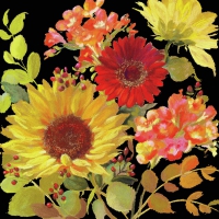 Serviettes 33x33 cm - Sunny Flowers Black 
