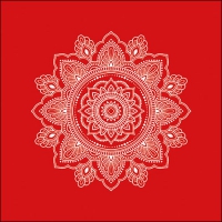 Napkins 33x33 cm - Mandala White/Red 
