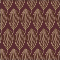Serwetki 33x33 cm - Oval Leaves Berry/Gold 