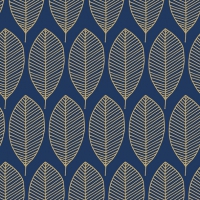 Napkins 33x33 cm - Oval Leaves Royal Blue/Gold 