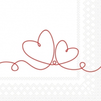 Serviettes 33x33 cm - Line of love red 