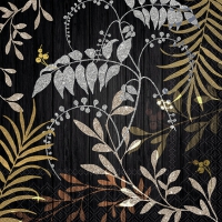 Serwetki 33x33 cm - Luxury Leaves Black 