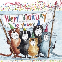 Napkins 33x33 cm - Cats birthday 