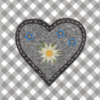 Servilletas 33x33 cm - Edelweiss heart grey 