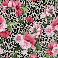 Салфетки 33x33 см - Roses on Leopard Print 