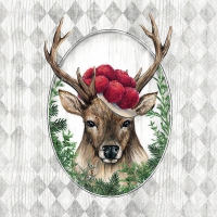 Napkins 33x33 cm - Deer in frame 