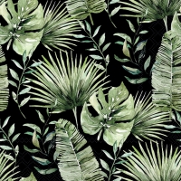 Napkins 33x33 cm - Jungle leaves black 