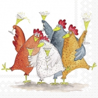 Servietten 33x33 cm - Celebrating chickens 