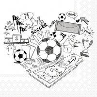 Serviettes 33x33 cm - Soccer doodle white 