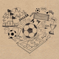 餐巾33x33厘米 - Recycled Soccer doodle nature 
