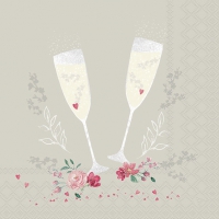 Serviettes 33x33 cm - Champagne glasses grey 