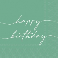 Serviettes 33x33 cm - Birthday note white/green 