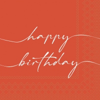 Serviettes 33x33 cm - Birthday note white/orange 