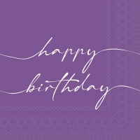 Serviettes 33x33 cm - Birthday note white/purple 